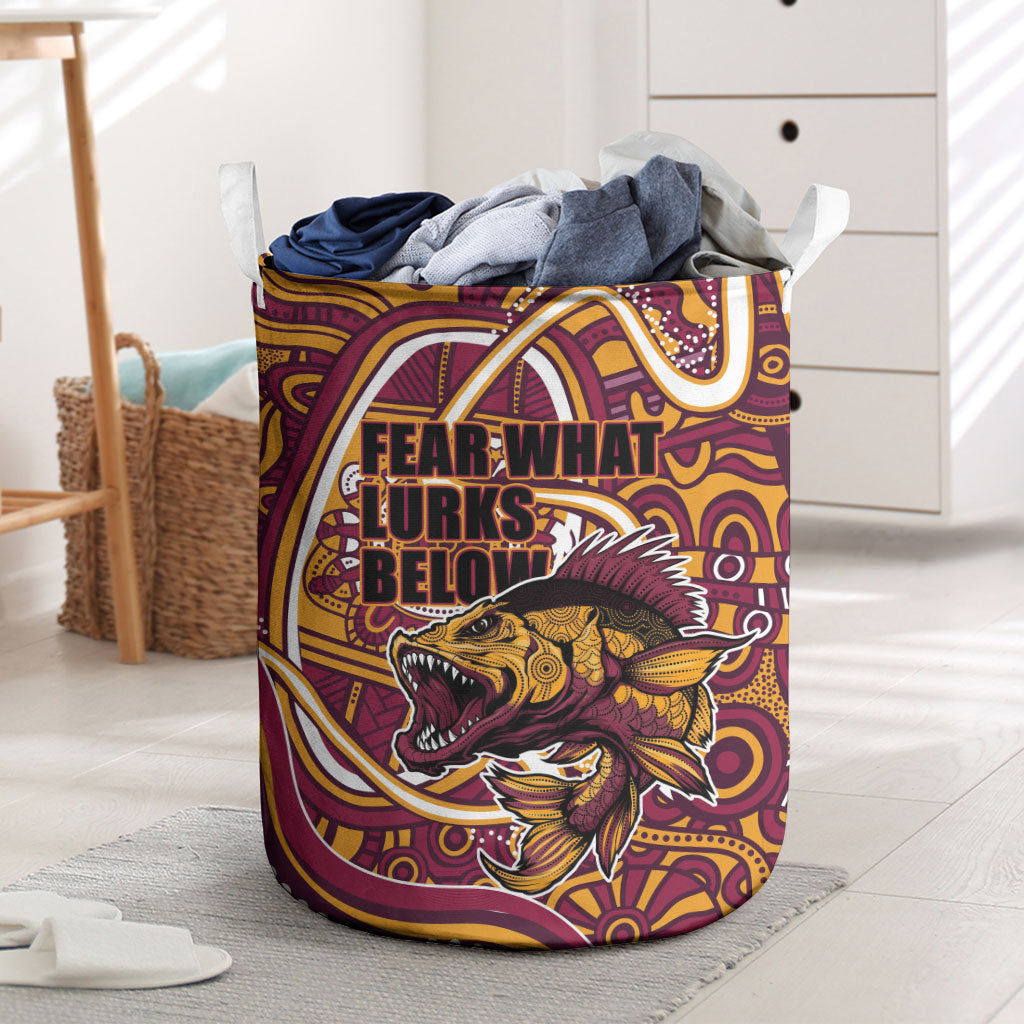Aboriginal Barramundi Fishing Fear What Lurks Below Laundry Basket Indigenous Australian Dot Predatory Fish
