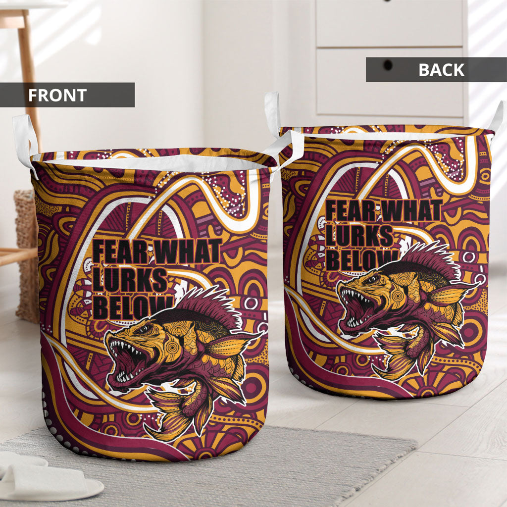 Aboriginal Barramundi Fishing Fear What Lurks Below Laundry Basket Indigenous Australian Dot Predatory Fish