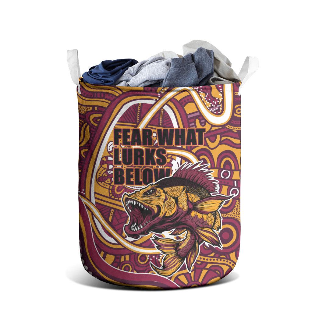 Aboriginal Barramundi Fishing Fear What Lurks Below Laundry Basket Indigenous Australian Dot Predatory Fish