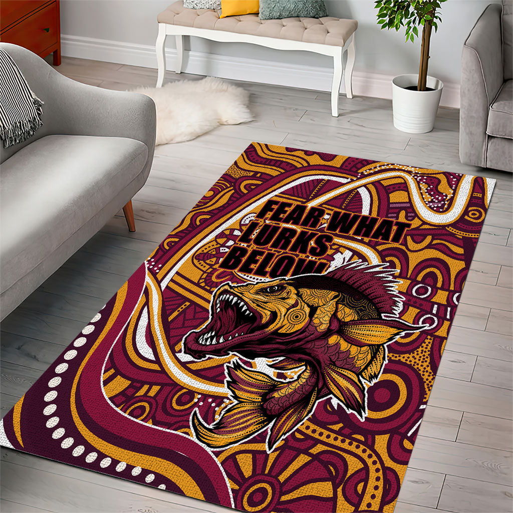 Aboriginal Barramundi Fishing Fear What Lurks Below Area Rug Indigenous Australian Dot Predatory Fish