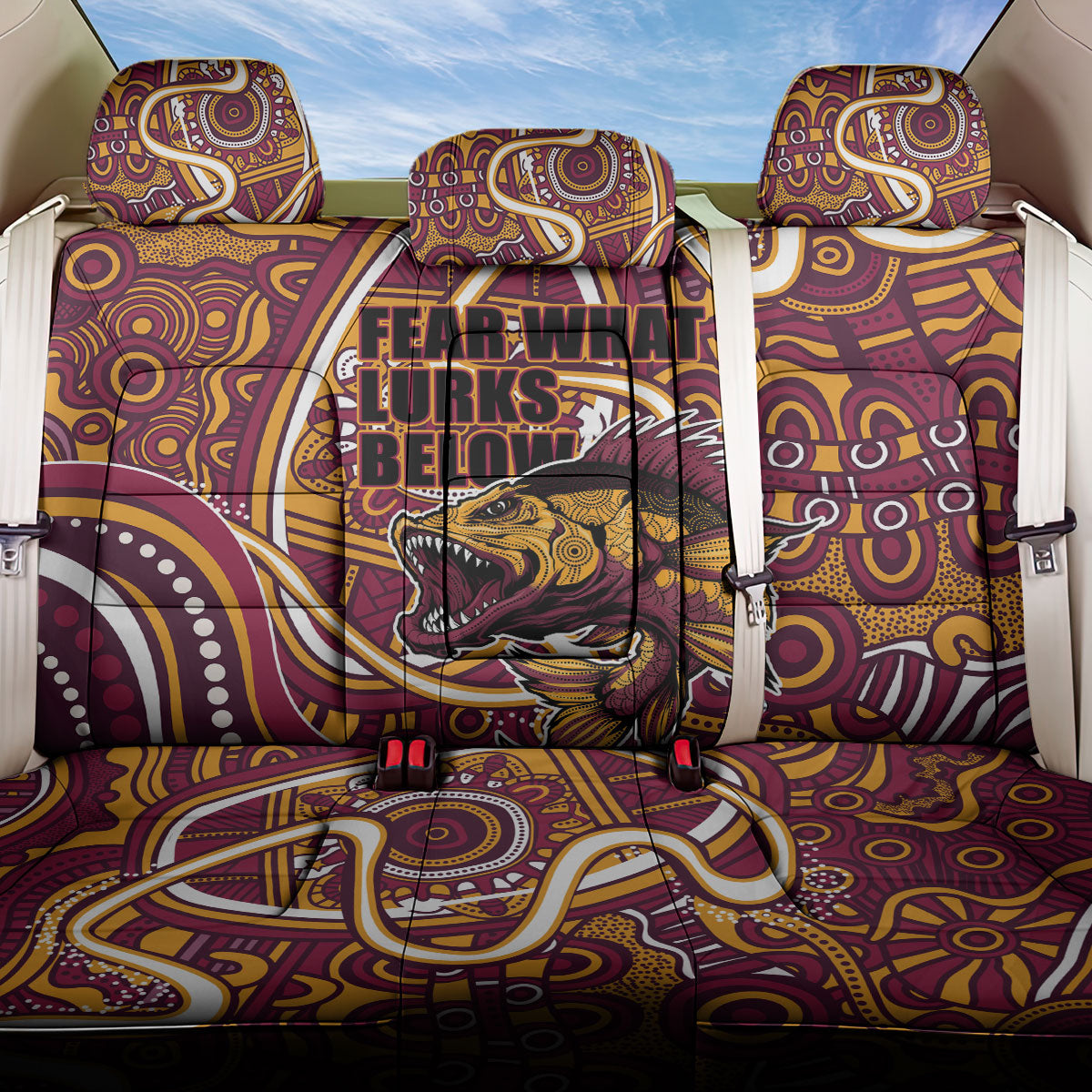 Aboriginal Barramundi Fishing Fear What Lurks Below Back Car Seat Cover Indigenous Australian Dot Predatory Fish
