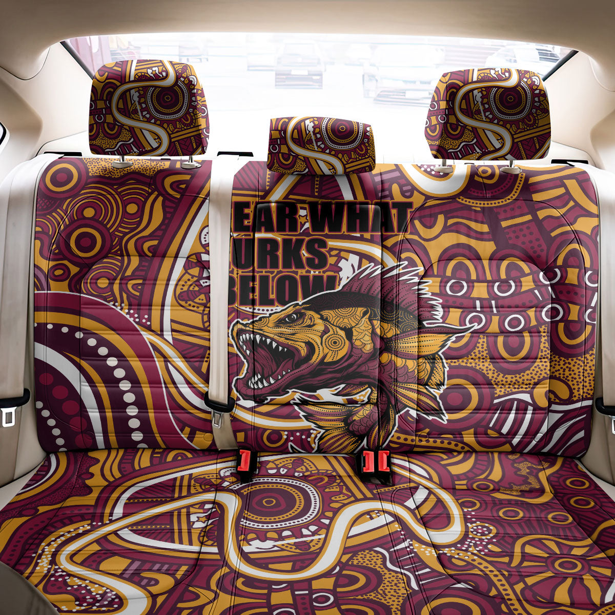 Aboriginal Barramundi Fishing Fear What Lurks Below Back Car Seat Cover Indigenous Australian Dot Predatory Fish