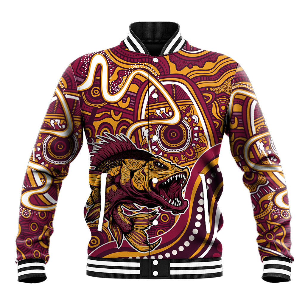 Aboriginal Barramundi Fishing Fear What Lurks Below Baseball Jacket Indigenous Australian Dot Predatory Fish