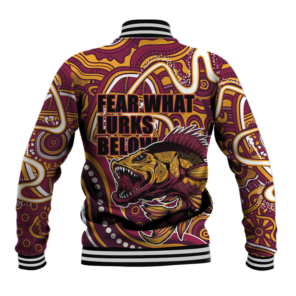 Aboriginal Barramundi Fishing Fear What Lurks Below Baseball Jacket Indigenous Australian Dot Predatory Fish