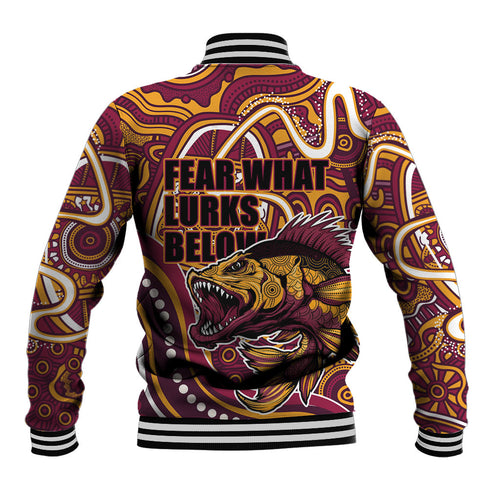 Aboriginal Barramundi Fishing Fear What Lurks Below Baseball Jacket Indigenous Australian Dot Predatory Fish