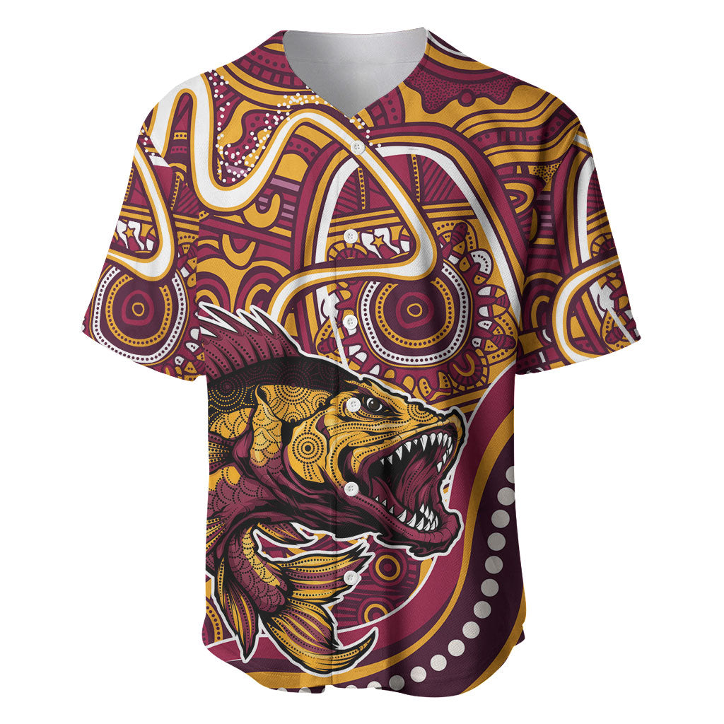 Aboriginal Barramundi Fishing Fear What Lurks Below Baseball Jersey Indigenous Australian Dot Predatory Fish