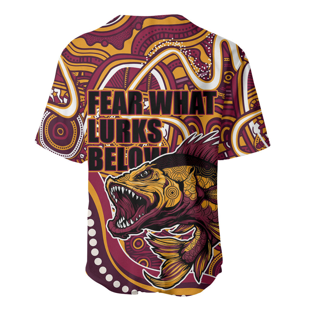 Aboriginal Barramundi Fishing Fear What Lurks Below Baseball Jersey Indigenous Australian Dot Predatory Fish
