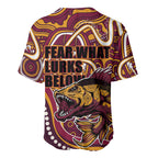 Aboriginal Barramundi Fishing Fear What Lurks Below Baseball Jersey Indigenous Australian Dot Predatory Fish