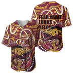 Aboriginal Barramundi Fishing Fear What Lurks Below Baseball Jersey Indigenous Australian Dot Predatory Fish
