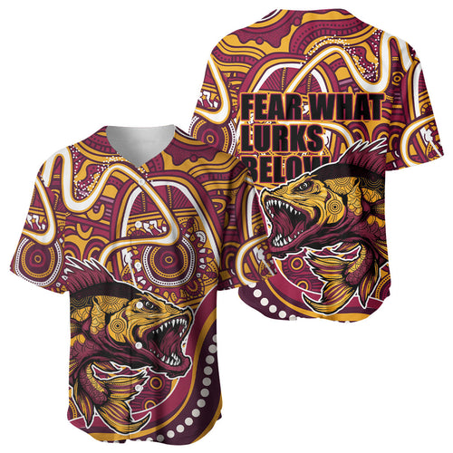 Aboriginal Barramundi Fishing Fear What Lurks Below Baseball Jersey Indigenous Australian Dot Predatory Fish