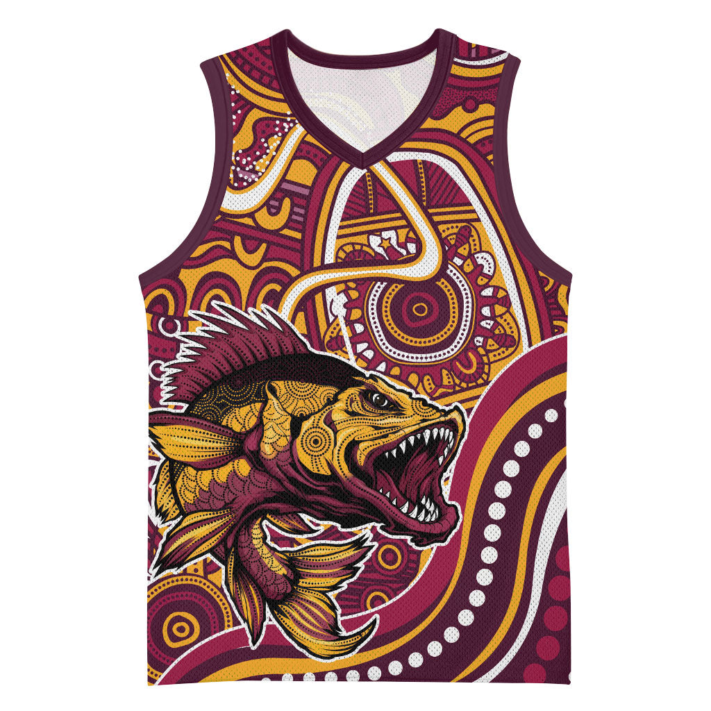 Aboriginal Barramundi Fishing Fear What Lurks Below Basketball Jersey Indigenous Australian Dot Predatory Fish