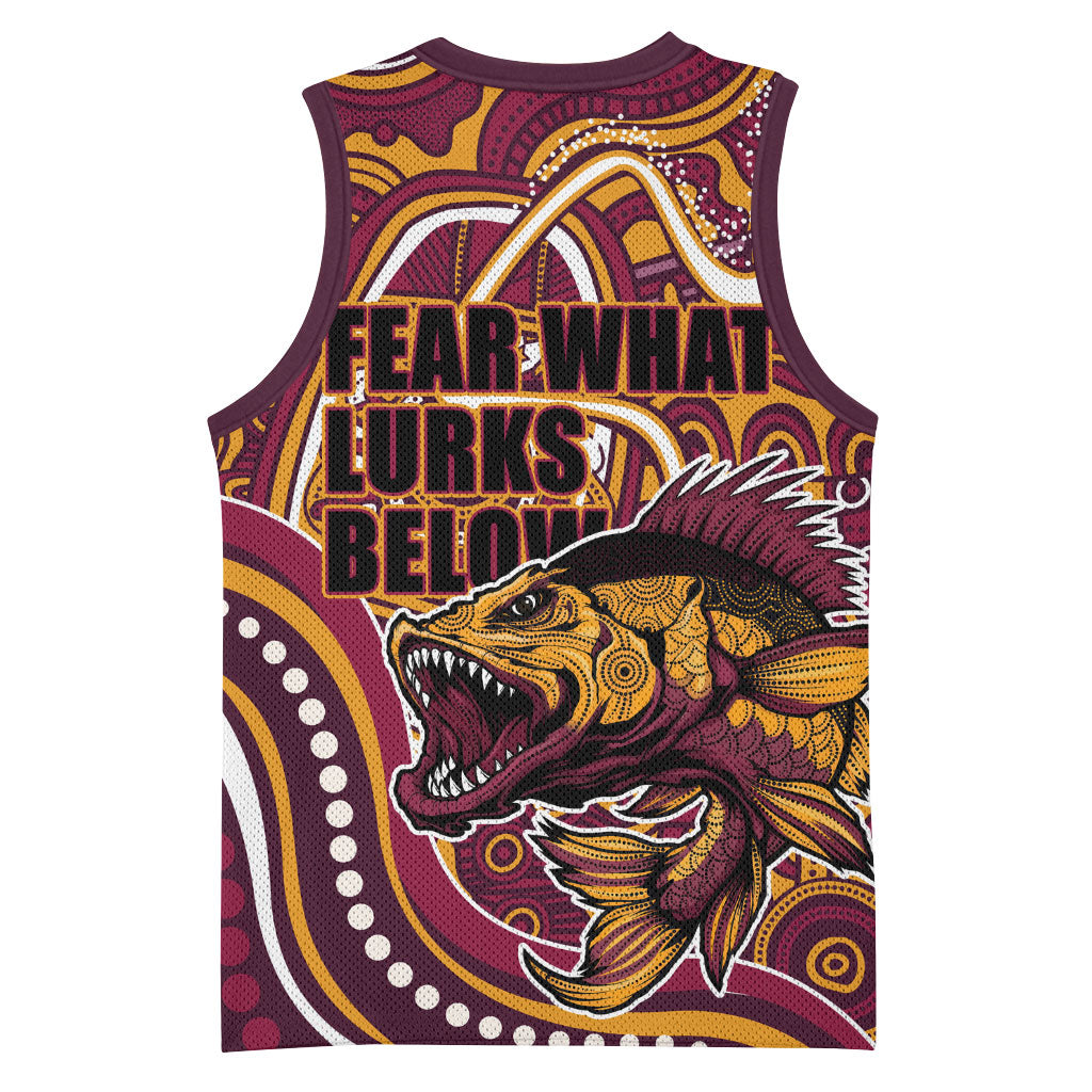 Aboriginal Barramundi Fishing Fear What Lurks Below Basketball Jersey Indigenous Australian Dot Predatory Fish