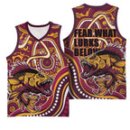 Aboriginal Barramundi Fishing Fear What Lurks Below Basketball Jersey Indigenous Australian Dot Predatory Fish