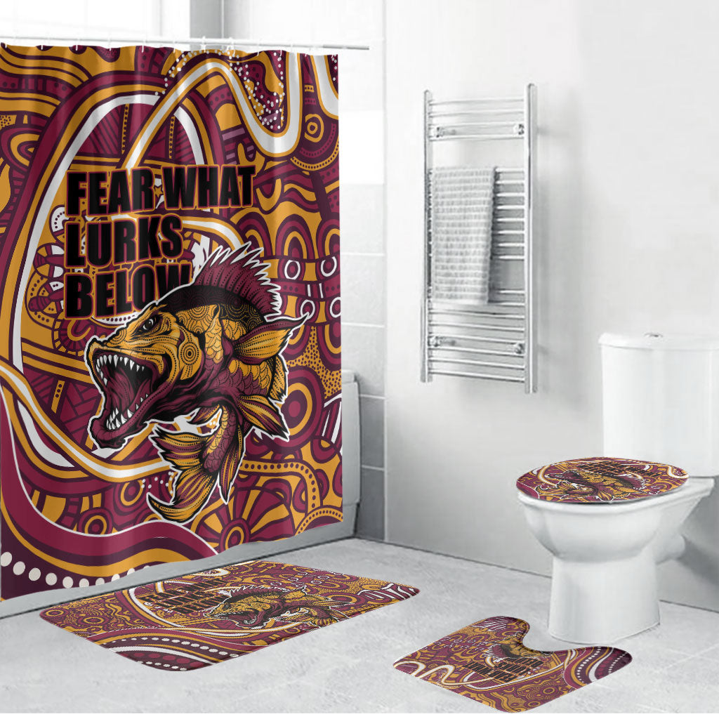 Aboriginal Barramundi Fishing Fear What Lurks Below Bathroom Set Indigenous Australian Dot Predatory Fish