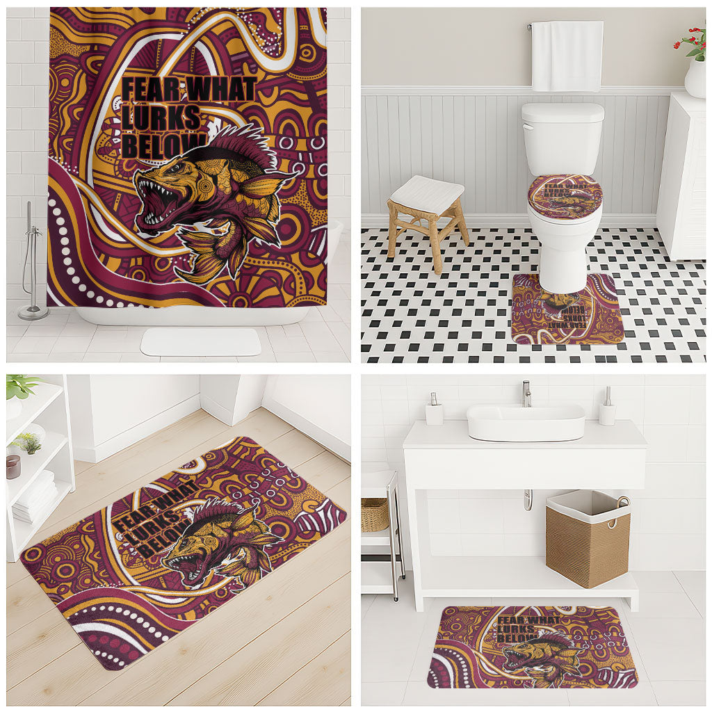 Aboriginal Barramundi Fishing Fear What Lurks Below Bathroom Set Indigenous Australian Dot Predatory Fish
