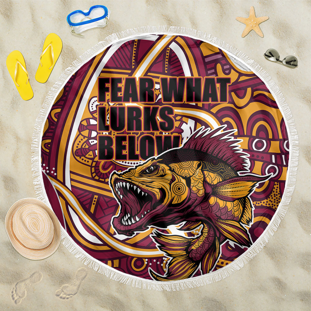 Aboriginal Barramundi Fishing Fear What Lurks Below Beach Blanket Indigenous Australian Dot Predatory Fish