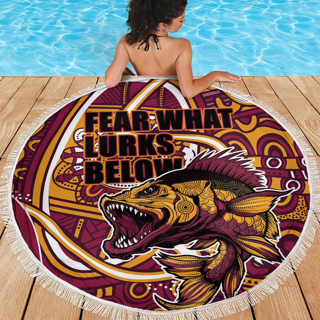 Aboriginal Barramundi Fishing Fear What Lurks Below Beach Blanket Indigenous Australian Dot Predatory Fish