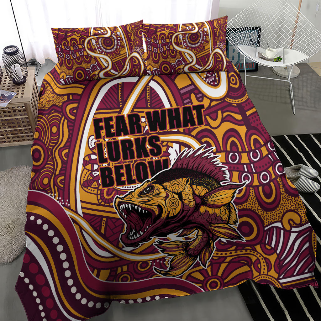 Aboriginal Barramundi Fishing Fear What Lurks Below Bedding Set Indigenous Australian Dot Predatory Fish