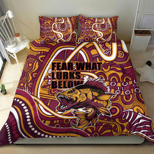Aboriginal Barramundi Fishing Fear What Lurks Below Bedding Set Indigenous Australian Dot Predatory Fish
