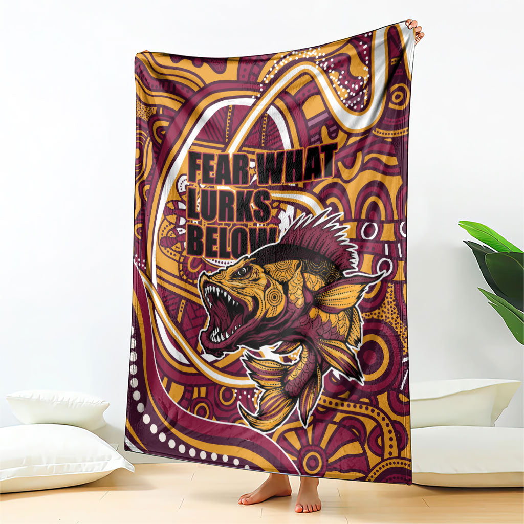 Aboriginal Barramundi Fishing Fear What Lurks Below Blanket Indigenous Australian Dot Predatory Fish