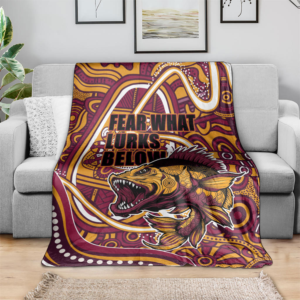Aboriginal Barramundi Fishing Fear What Lurks Below Blanket Indigenous Australian Dot Predatory Fish