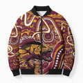 Aboriginal Barramundi Fishing Fear What Lurks Below Bomber Puffer Jacket Indigenous Australian Dot Predatory Fish