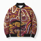 Aboriginal Barramundi Fishing Fear What Lurks Below Bomber Puffer Jacket Indigenous Australian Dot Predatory Fish