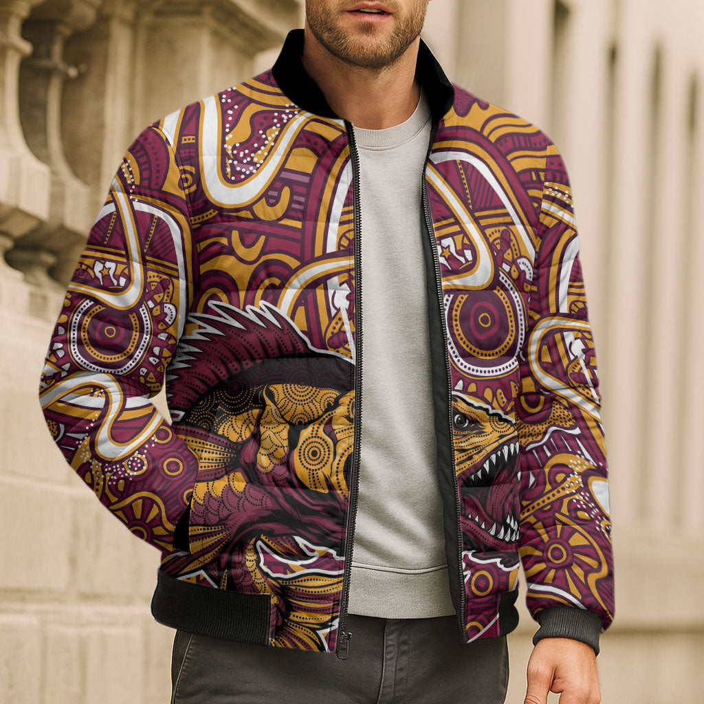 Aboriginal Barramundi Fishing Fear What Lurks Below Bomber Puffer Jacket Indigenous Australian Dot Predatory Fish