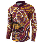 Aboriginal Barramundi Fishing Fear What Lurks Below Button Sweatshirt Indigenous Australian Dot Predatory Fish