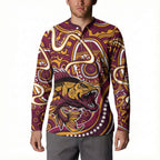 Aboriginal Barramundi Fishing Fear What Lurks Below Button Sweatshirt Indigenous Australian Dot Predatory Fish