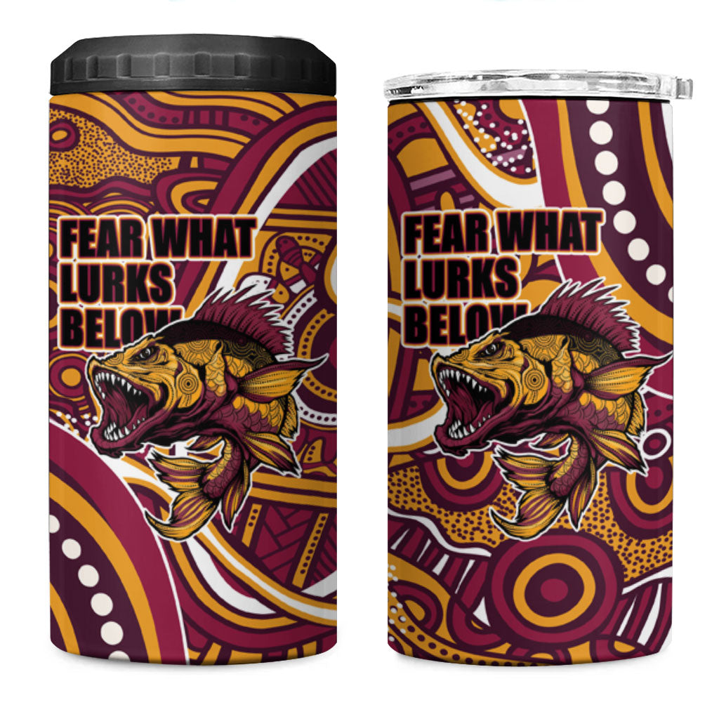 Aboriginal Barramundi Fishing Fear What Lurks Below 4 in 1 Can Cooler Tumbler Indigenous Australian Dot Predatory Fish
