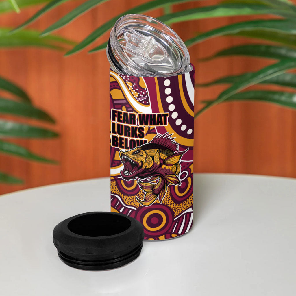 Aboriginal Barramundi Fishing Fear What Lurks Below 4 in 1 Can Cooler Tumbler Indigenous Australian Dot Predatory Fish
