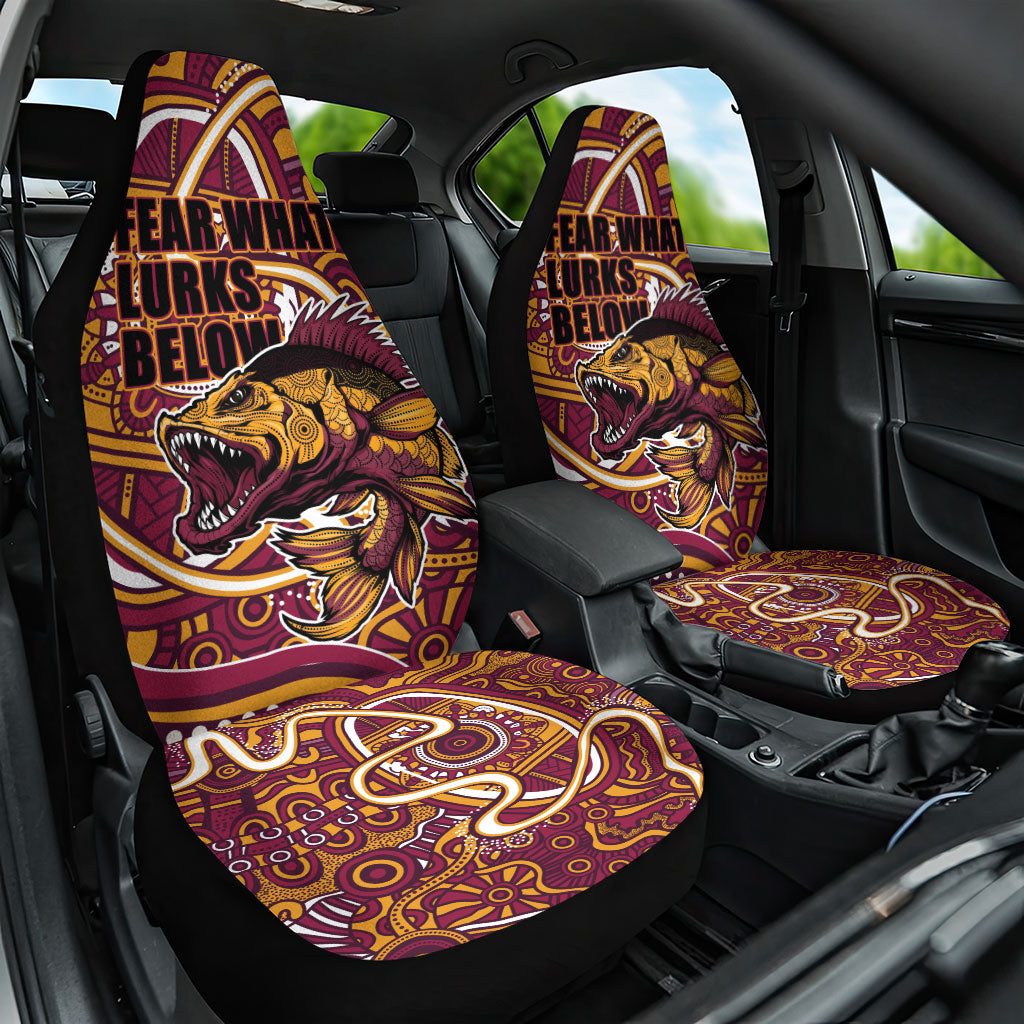 Aboriginal Barramundi Fishing Fear What Lurks Below Car Seat Cover Indigenous Australian Dot Predatory Fish
