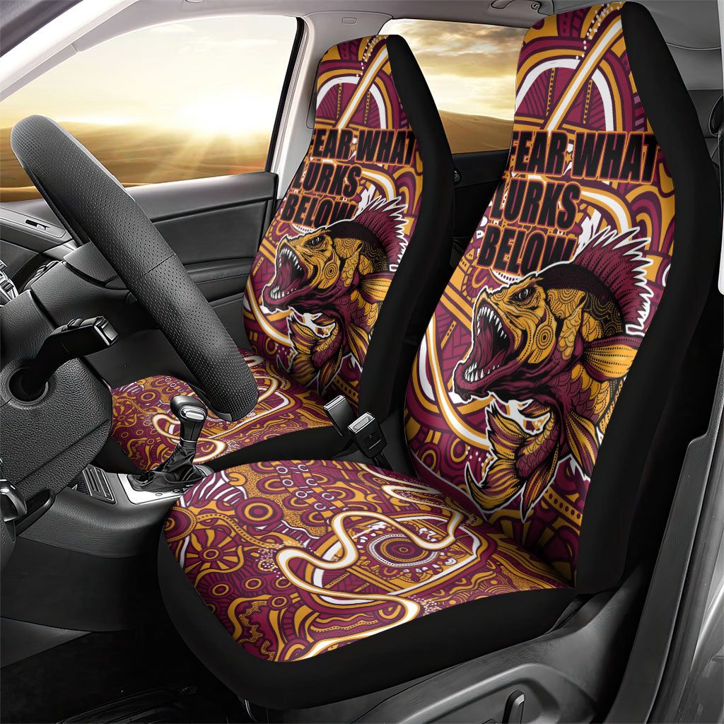 Aboriginal Barramundi Fishing Fear What Lurks Below Car Seat Cover Indigenous Australian Dot Predatory Fish