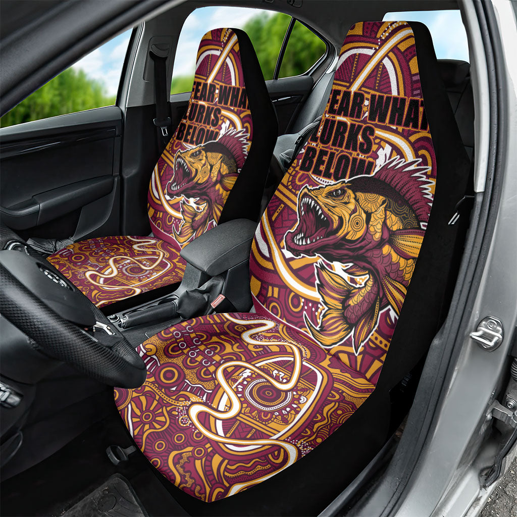 Aboriginal Barramundi Fishing Fear What Lurks Below Car Seat Cover Indigenous Australian Dot Predatory Fish