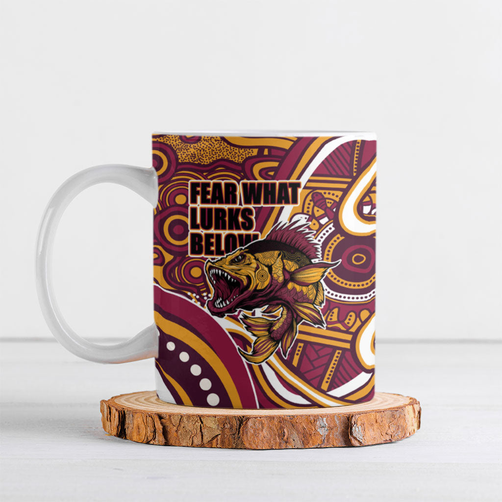 Aboriginal Barramundi Fishing Fear What Lurks Below Ceramic Mug Indigenous Australian Dot Predatory Fish