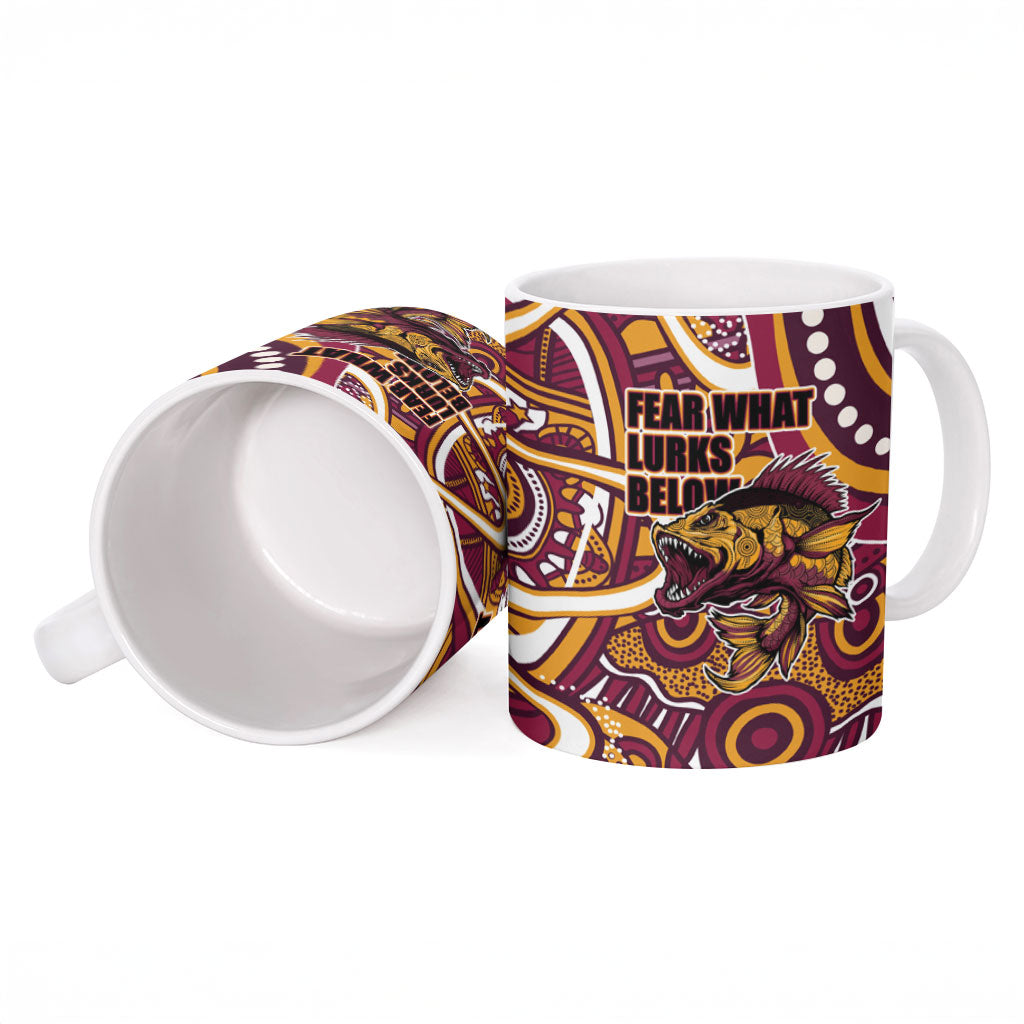 Aboriginal Barramundi Fishing Fear What Lurks Below Ceramic Mug Indigenous Australian Dot Predatory Fish