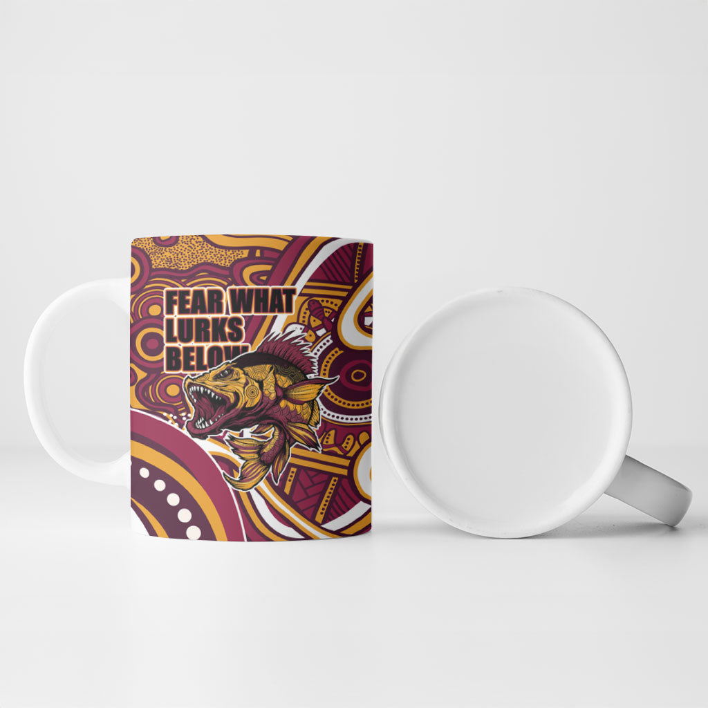 Aboriginal Barramundi Fishing Fear What Lurks Below Ceramic Mug Indigenous Australian Dot Predatory Fish