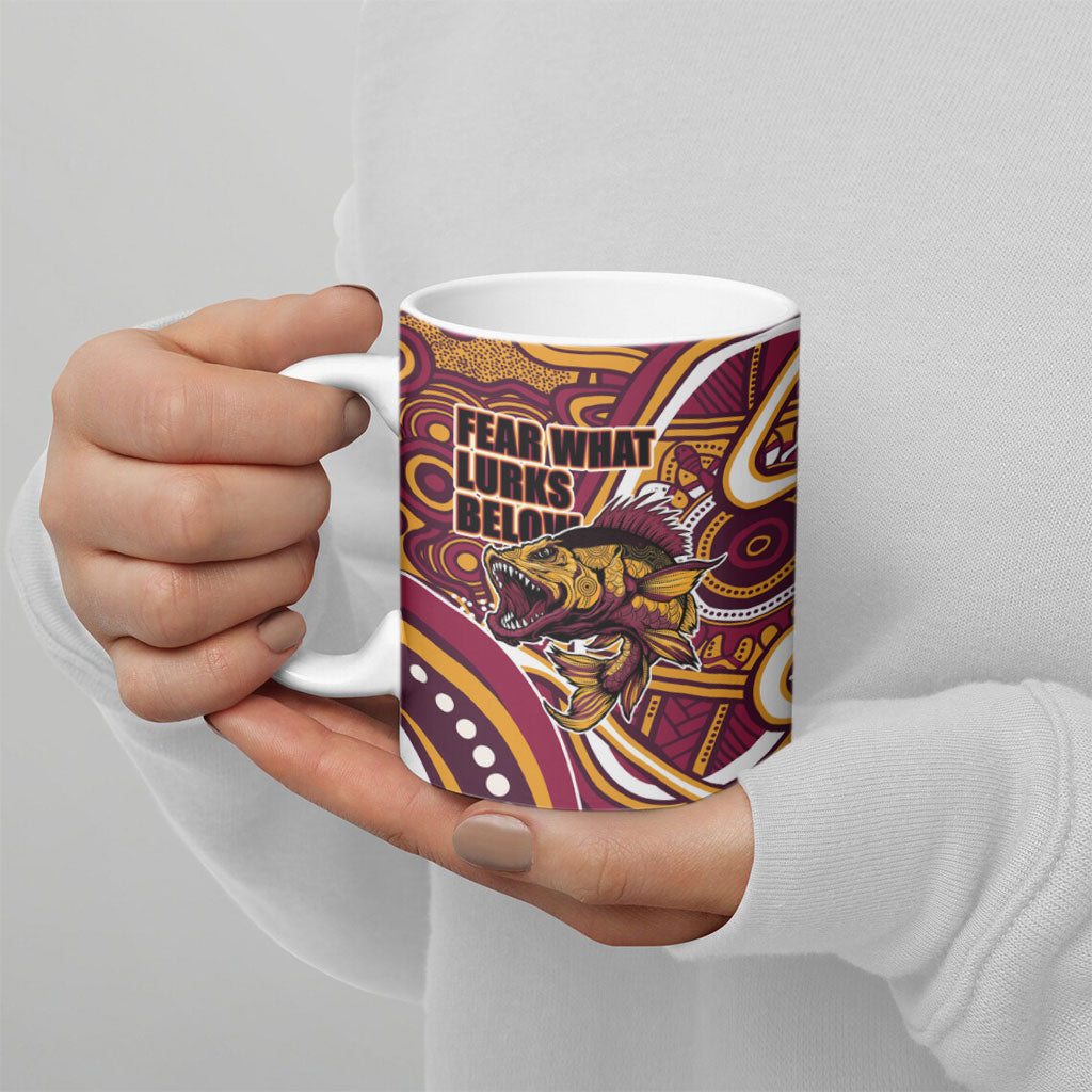 Aboriginal Barramundi Fishing Fear What Lurks Below Ceramic Mug Indigenous Australian Dot Predatory Fish