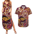 Aboriginal Barramundi Fishing Fear What Lurks Below Couples Matching Summer Maxi Dress and Hawaiian Shirt Indigenous Australian Dot Predatory Fish