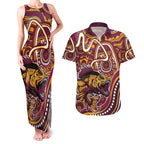 Aboriginal Barramundi Fishing Fear What Lurks Below Couples Matching Tank Maxi Dress and Hawaiian Shirt Indigenous Australian Dot Predatory Fish