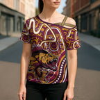 Aboriginal Barramundi Fishing Fear What Lurks Below Cross Shoulder Shirt Indigenous Australian Dot Predatory Fish
