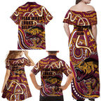 Aboriginal Barramundi Fishing Fear What Lurks Below Family Matching Off Shoulder Maxi Dress and Hawaiian Shirt Indigenous Australian Dot Predatory Fish