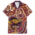 Aboriginal Barramundi Fishing Fear What Lurks Below Family Matching Off Shoulder Maxi Dress and Hawaiian Shirt Indigenous Australian Dot Predatory Fish