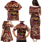 Aboriginal Barramundi Fishing Fear What Lurks Below Family Matching Puletasi and Hawaiian Shirt Indigenous Australian Dot Predatory Fish