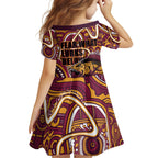 Aboriginal Barramundi Fishing Fear What Lurks Below Family Matching Short Sleeve Bodycon Dress and Hawaiian Shirt Indigenous Australian Dot Predatory Fish