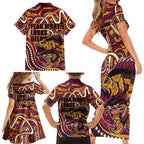 Aboriginal Barramundi Fishing Fear What Lurks Below Family Matching Short Sleeve Bodycon Dress and Hawaiian Shirt Indigenous Australian Dot Predatory Fish