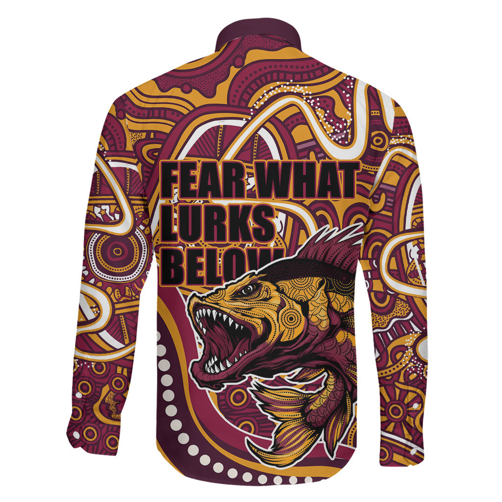Aboriginal Barramundi Fishing Fear What Lurks Below Family Matching Short Sleeve Bodycon Dress and Hawaiian Shirt Indigenous Australian Dot Predatory Fish