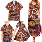 Aboriginal Barramundi Fishing Fear What Lurks Below Family Matching Summer Maxi Dress and Hawaiian Shirt Indigenous Australian Dot Predatory Fish