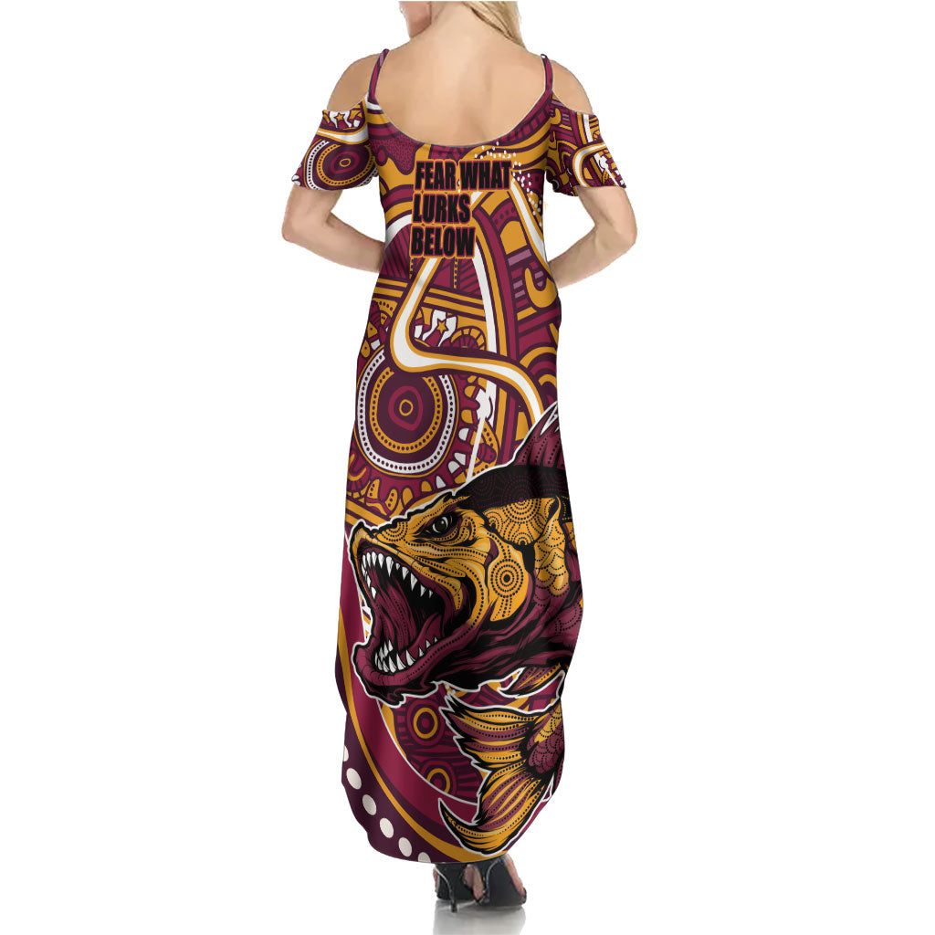 Aboriginal Barramundi Fishing Fear What Lurks Below Family Matching Summer Maxi Dress and Hawaiian Shirt Indigenous Australian Dot Predatory Fish